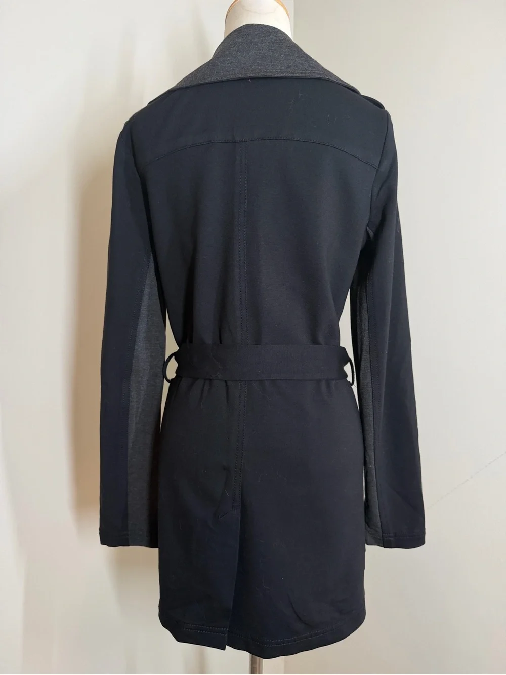 Michael Stars Women’s Classic Black -SZ S- Double-Breasted Short Trench Coat